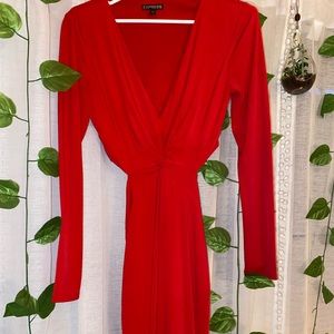 Tight long sleeve red dress